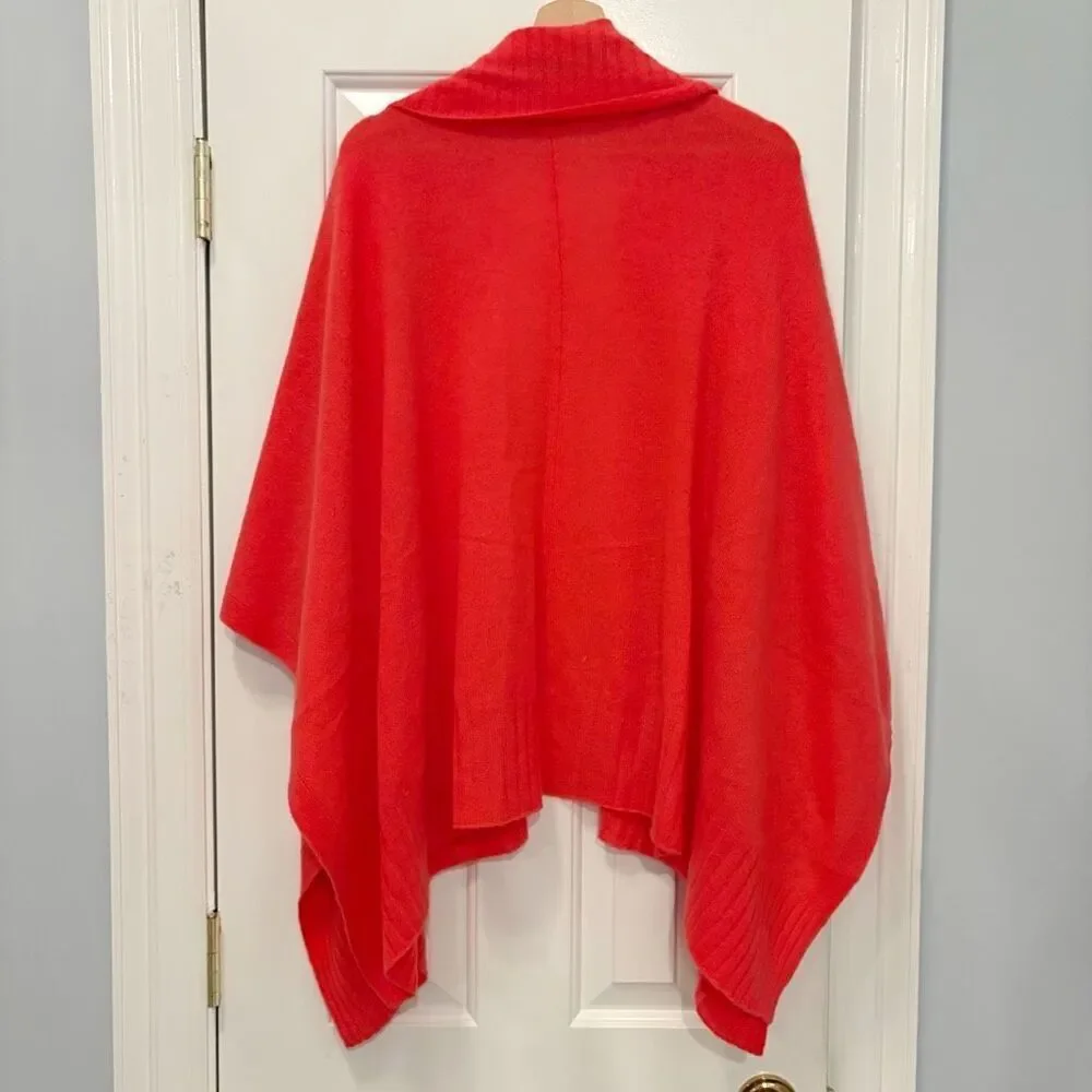 J. McLaughlin 100% Cashmere Wrap Cardigan Sweater One Size Coral